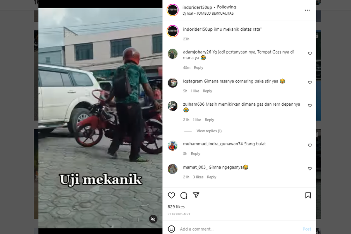 Modifikasi berbahaya setang motor diganti setir mobil.