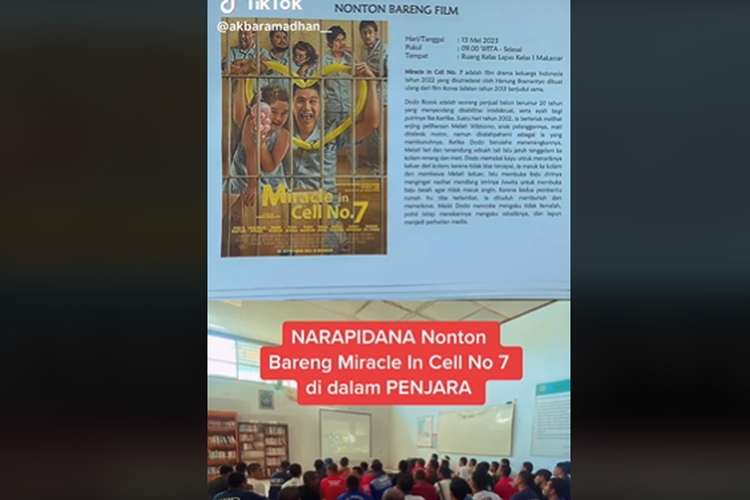 Video viral narapidana nobar film Miracle in Cell No. 7 di penjara