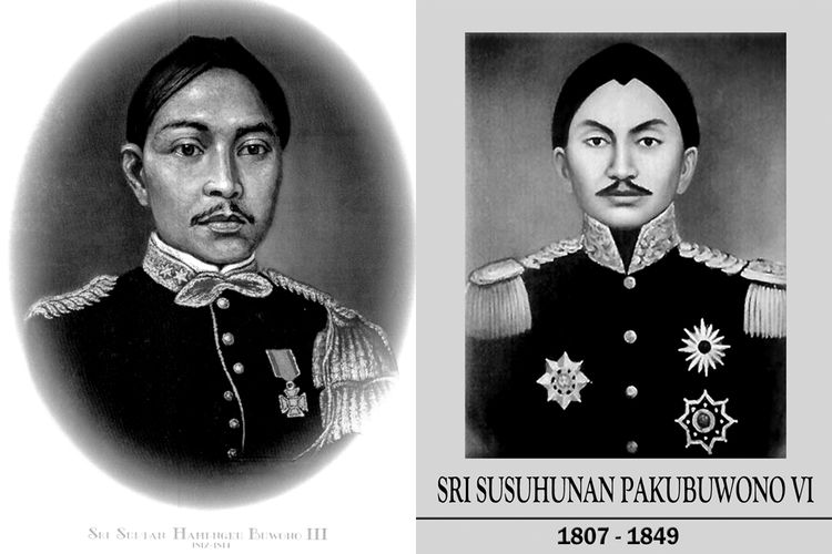 Sultan Hamengkubuwono III (kiri) dan Sunan Pakubuwono VI (kanan).