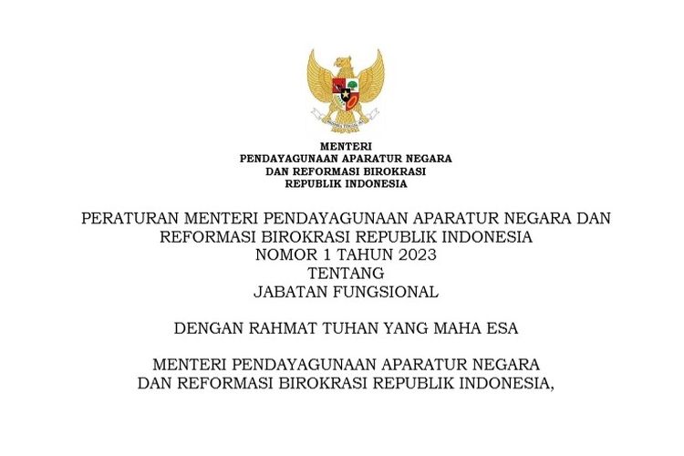 PermenPAN-RB No. 1/2023 tentang Jabatan fungsional (jabfung)