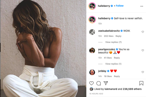 Halle Berry Kampanyekan Self Love dengan Unggah Foto Topless