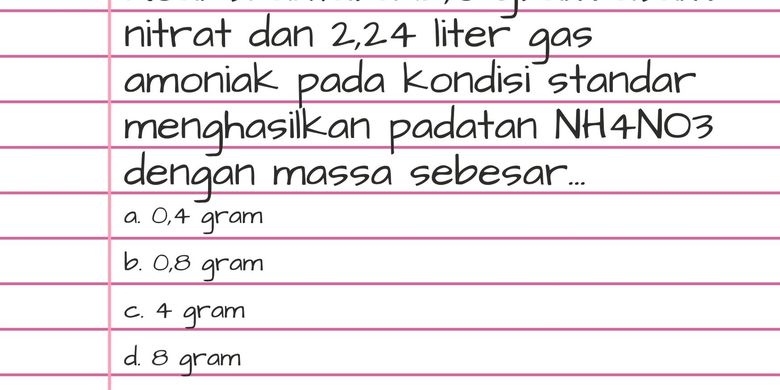 Menghitung Reaksi Antara Asam Nitrat Dan Gas Amonia