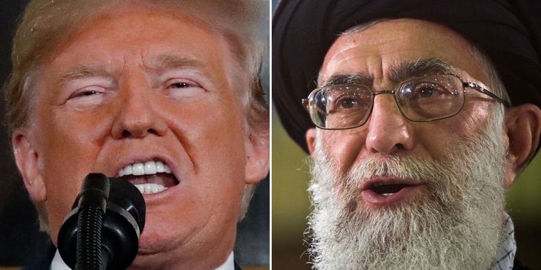 Presiden Amerika Serikat Donald Trump (kiri), dan Pemimpin Tertinggi Iran Ayatollah Ali Khamenei.