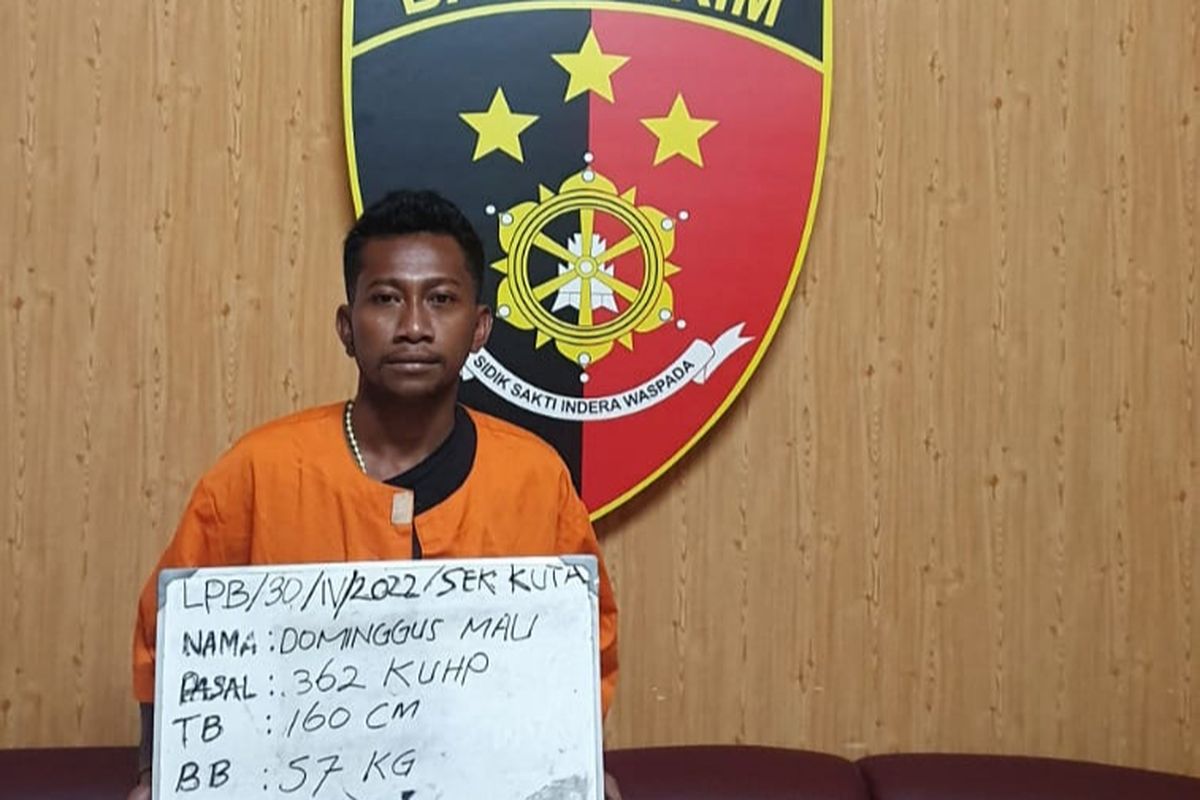 Tersangka usai diamankan aparat kepolisian Polsek Kuta/Dok.Humas Polsek Kuta. 