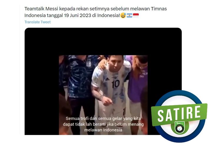 Satire, video pidato Messi kepada rekan setimnya sebelum melawan timnas Indonesia