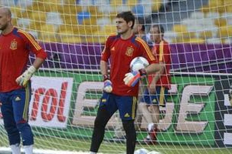 Tiga kiper Timnas Spanyol.