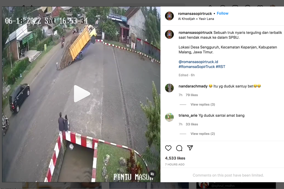 Video truk standing akibat kelebihan muatan