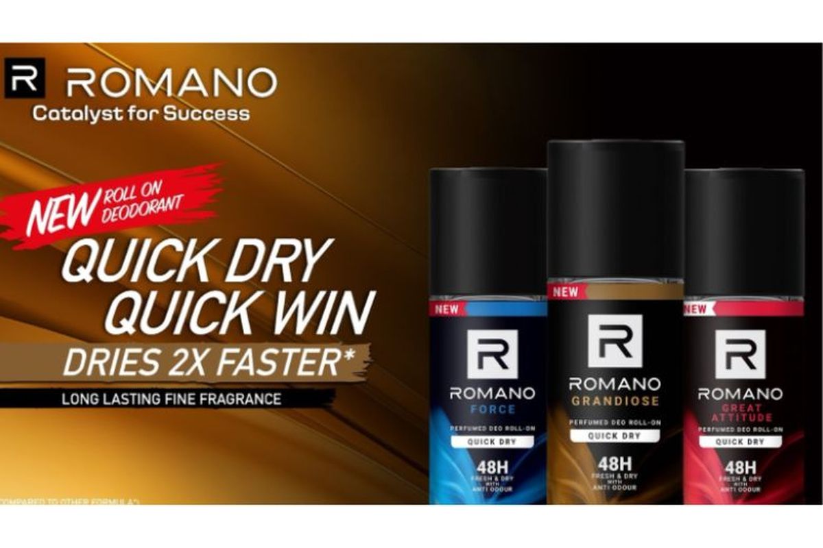 Romano meluncurkan deodoran Romano New Roll-on Deodorant untuk pria yang aktif. 