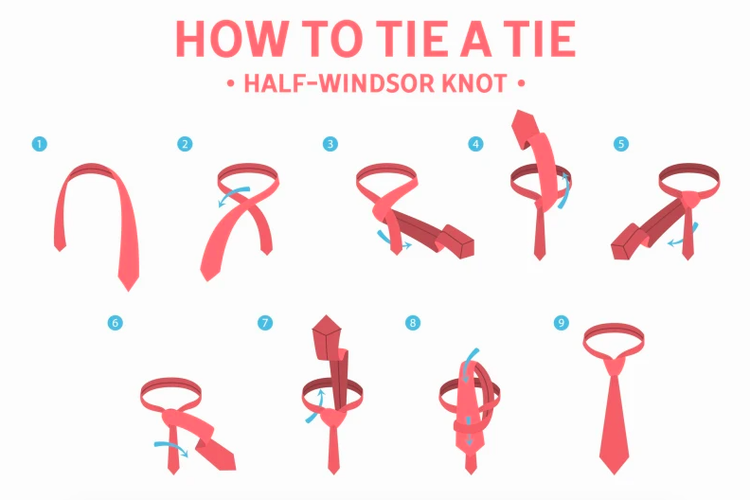 Cara memakai dasi untuk acara formal dengan simpul half windsor knot