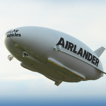 The Airlander 10 saat penerbangan uji awal yang sangat awal di Amerika pada tahun 2012.
