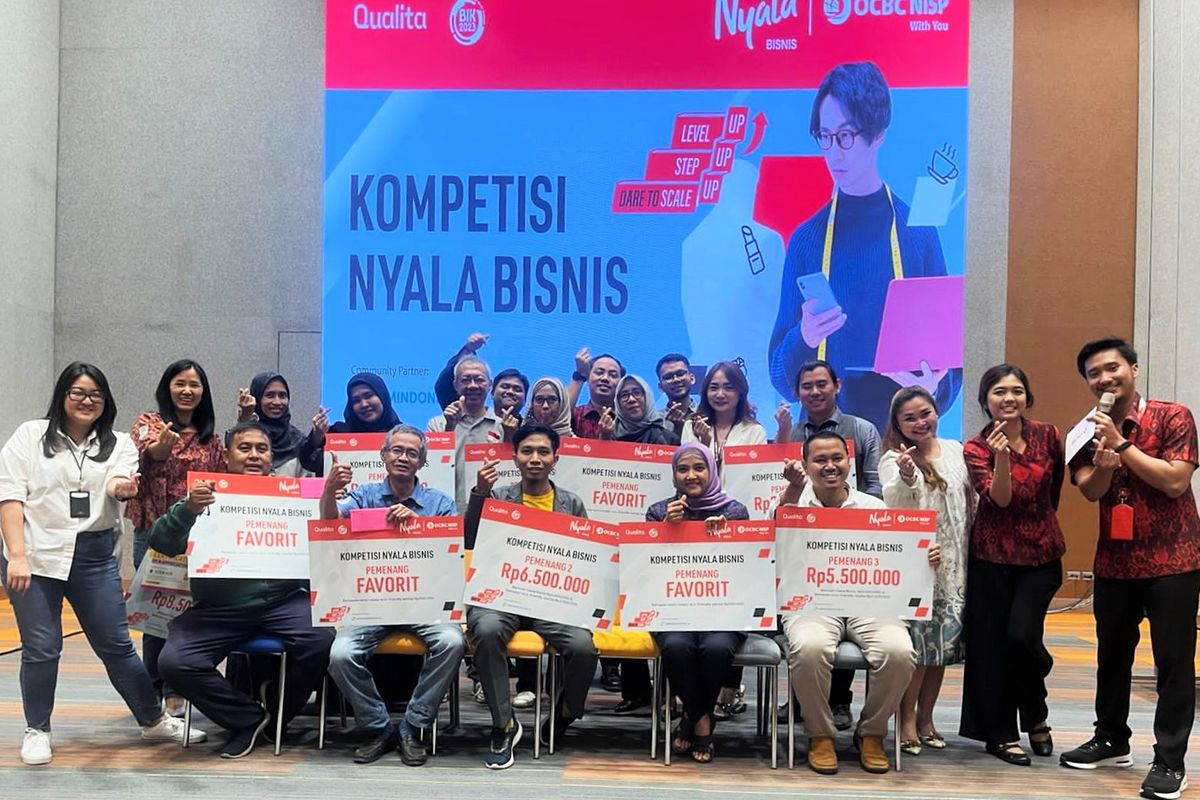 Dokumentasi Para Pemenang Kompetisi Nyala Bisnis 2023 yang diselenggarakan oleh Bank OCBC NISP dan Qualita.