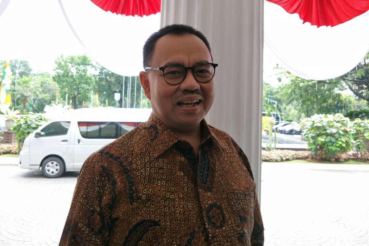 Calon gubernur Jawa Tengah Sudirman Said menyambangi Balai Kota DKI Jakarta, Selasa (26/6/2018). 