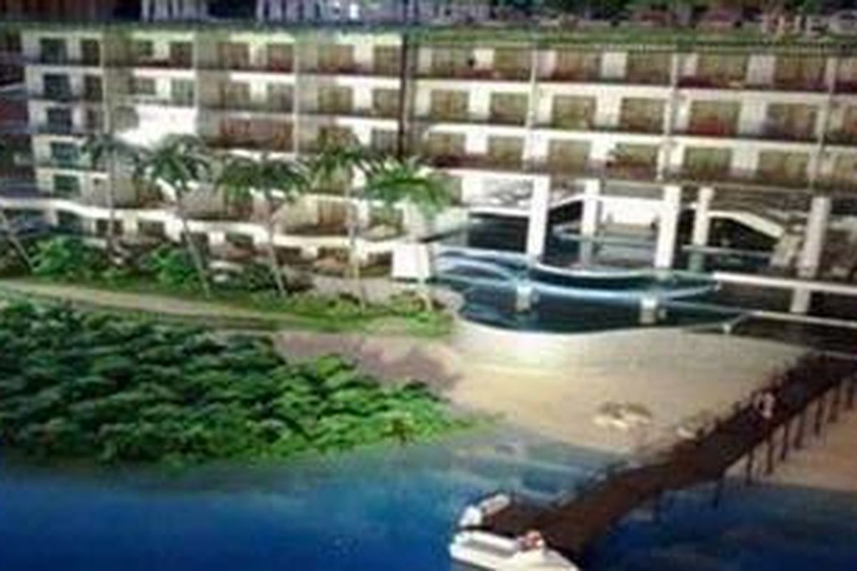 Maket rencana pembangunan Hotel Crystal on The Bay di Nusa Dua, Bali.