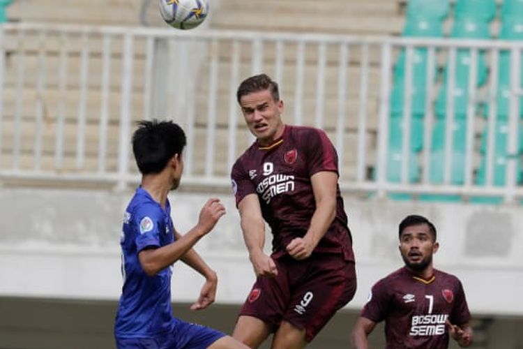 Penyerang PSM Makassar, Eero Markkanen, saat tampil melawan Lao Toyota FC pada pertandingan lanjutan Grup H AFC Cup 2019 di Stadion Pakansari, Kabupaten Bogor, Rabu (13/3/2019).