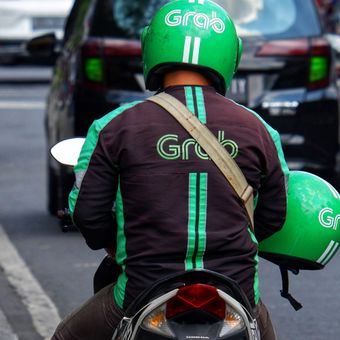 Ilustrasi ojek online, pengemudi ojek online Grab Indonesia. 