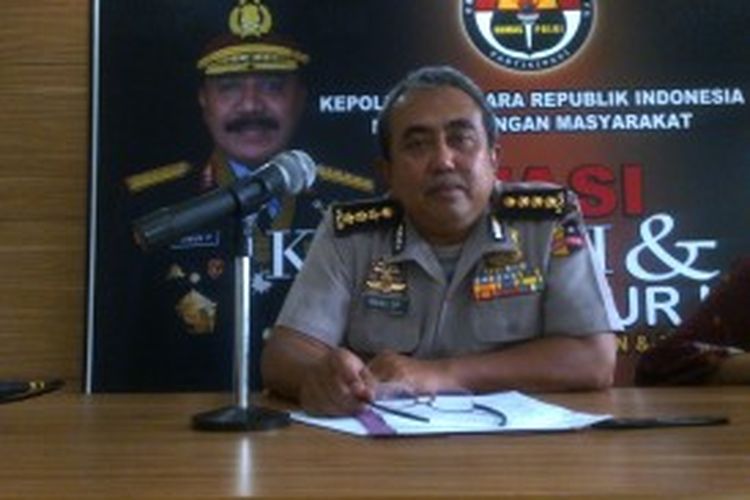 Kabag Penerangan Satuan Divisi Humas Polri Komisaris Besar Rana S Permana di Mabes Polri, Jakarta Selatan, Rabu (26/6/2013).