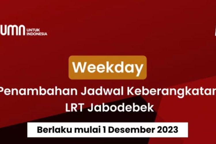 Jadwal Terbaru LRT Jabodebek Mulai 1 Desember 2023