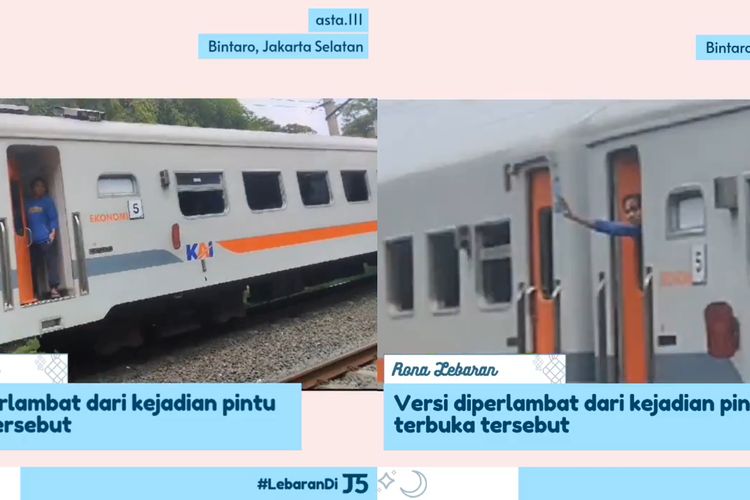 Tangkap layar video penumpang KA Motis 2024 yang diduga buka pintu kereta di tengah perjalanan.