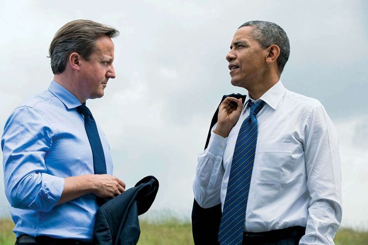 David Cameron, mantan perdana menteri Inggris (kiri) dan Barack Obama, mantan presiden Amerika Serikat (kanan).