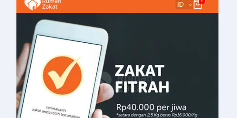 Pembayaran zakat fitrah online di Rumah Zakat