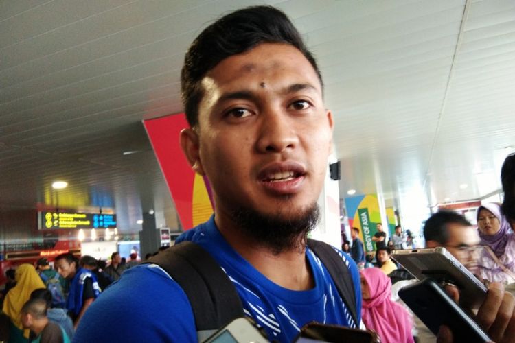 Kiper Persib Bandung M Natsir saat ditemui di Bandara Husein Sastranegara Bandung, Rabu (6/6/2018).