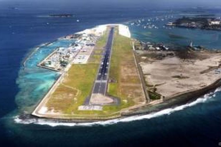 Bandara Male, Maladewa hanya berada di ketinggian dua meter dari permukaan laut.
