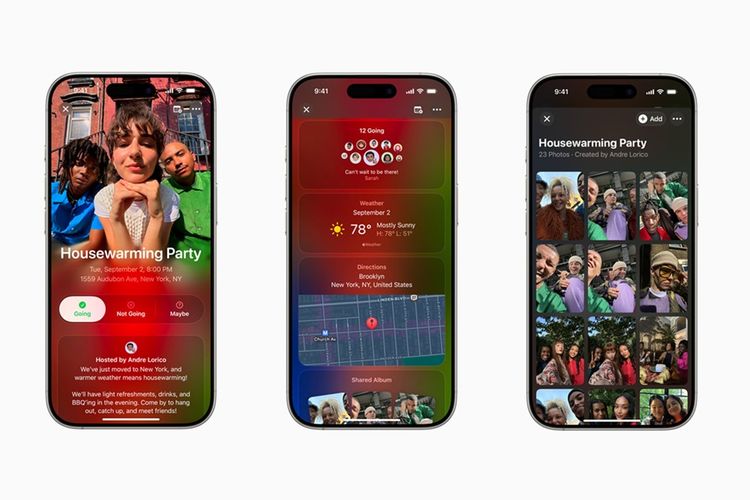 Tampilan aplikasi Apple Invites untuk membuat undangan