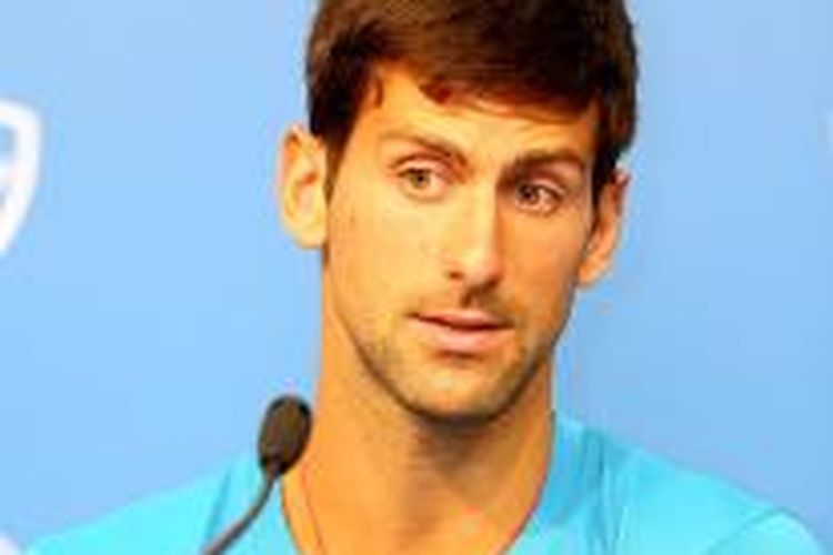 Petenis Serbia, Novak Djokovic, berbicara kepada media dalam konferensi pers jelang turnamen Cincinnati Masters, Selasa (13/8/2013).