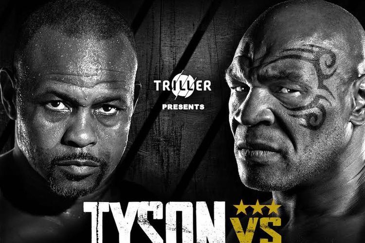 Poster pertarungan Mike Tyson vs Roy Jones Jr pada Minggu (29/11/2020) pagi hari WIB.