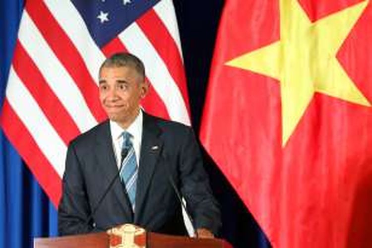 Presiden AS Barack Obama dalam jumpa pers di Hanoi, Vietnam, Senin (23/5/2016).