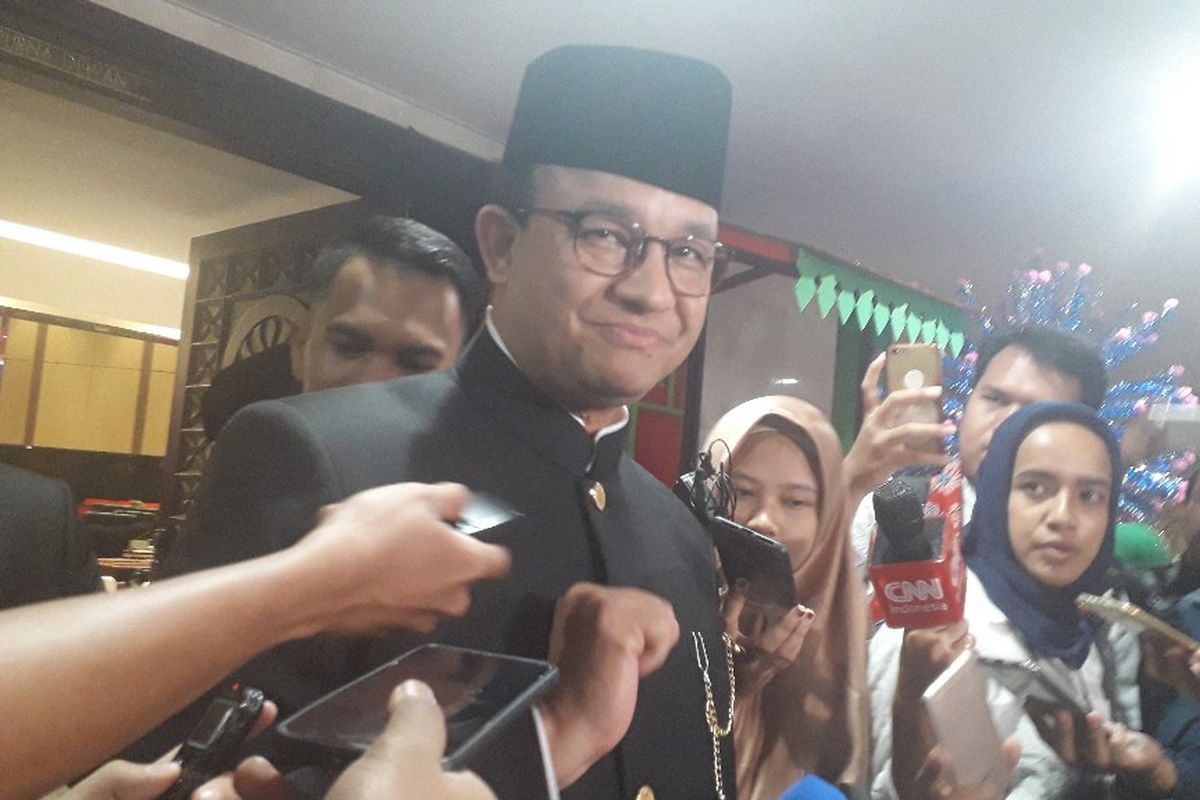 Gubernur DKI Jakarta Anies Baswedan di Gedung DPRD DKI Jakarta, Sabtu (22/6/2019).