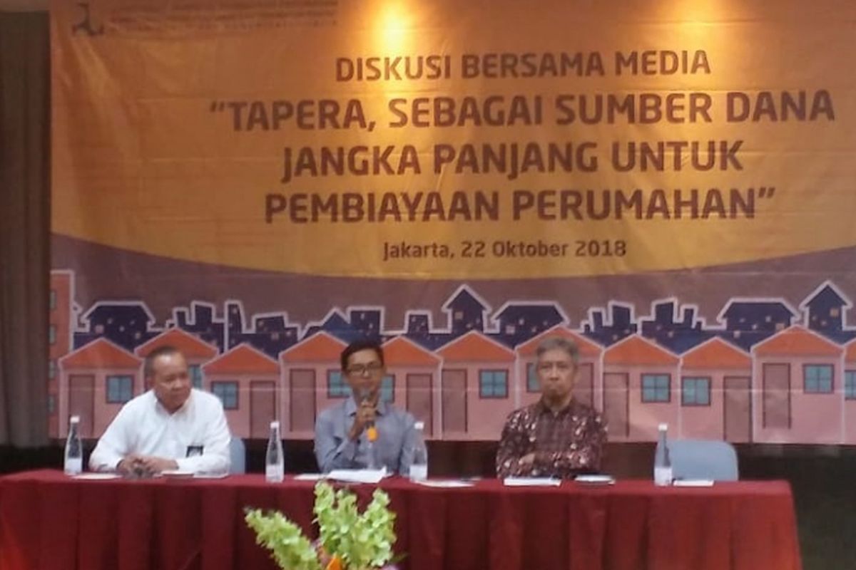 Diskusi Bersama Media dengan tema Tapera sebagai Sumber Dana Jangka Panjang untuk Pembiayaan Perumahan, di Jakarta, Senin (22/10/2018).