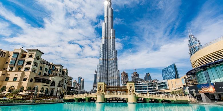 Ilustrasi Uni Emirat Arab - Pemandangan Burj Khalifa.