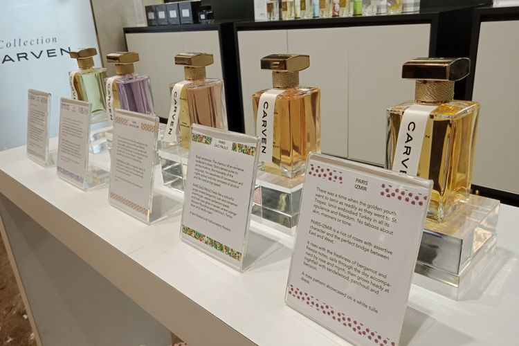 Tujuh parfum terbaeu Carven yang diluncurkan pada Selasa (10/7/2018).