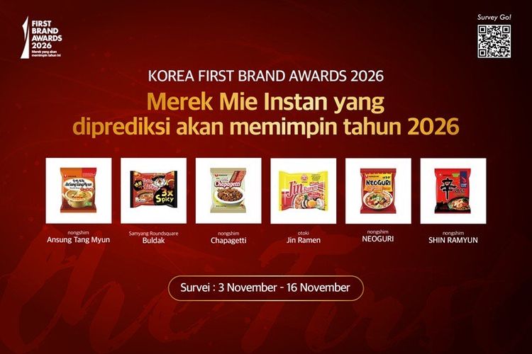 Nominasi merek mi instan Korea nomor satu dalam Indonesia Korea First Brand Awards 2026.