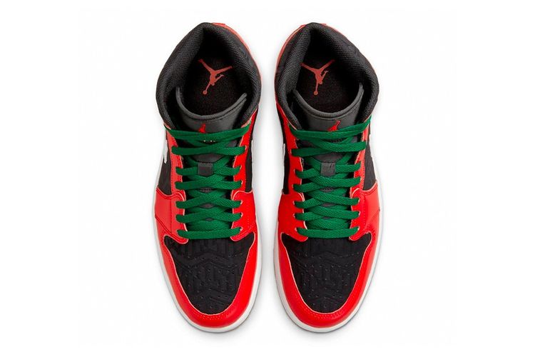 Air Jordan 1 Mid Black/Fire Red-White-Malachite