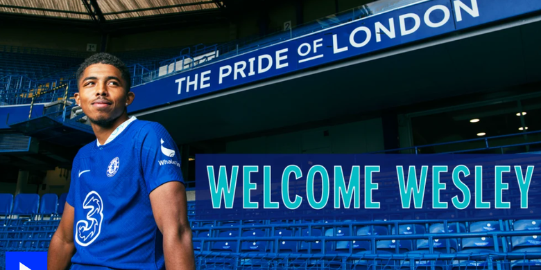 Bek anyar Chelsea, Wesley Fofana, yang dibeli dari Leicester City pada bursa transfer musim panas 2022. Fofana resmi bergabung dengan Chelsea pada Rabu (31/8/2022).