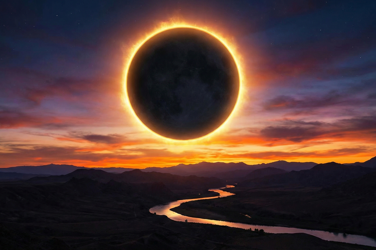 Ilustrasi gambar gerhana matahari cincin