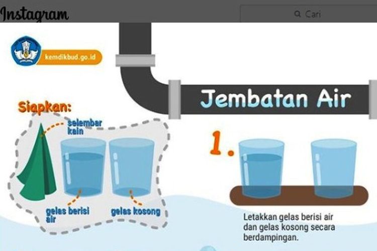 Tangkapan layar akun Instagram Kemdikbud, bikin jembatan air bagi siswa. 