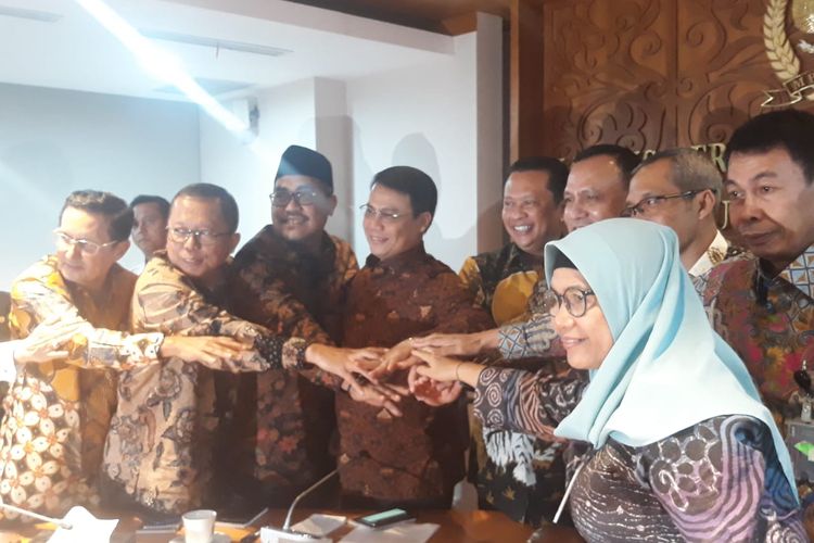 Pertemuan pimpinan KPK dengan pimpinan MPR di Kompleks Parlemen, Senayan, Jakarta, Selasa (14/1/2020).