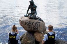 Patung The Little Mermaid di Denmark Dirusak dengan Tulisan 