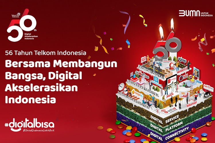 Telkom merayakan Hari Ulang Tahun ke-56 yang jatuh pada 6 Juli 2021.