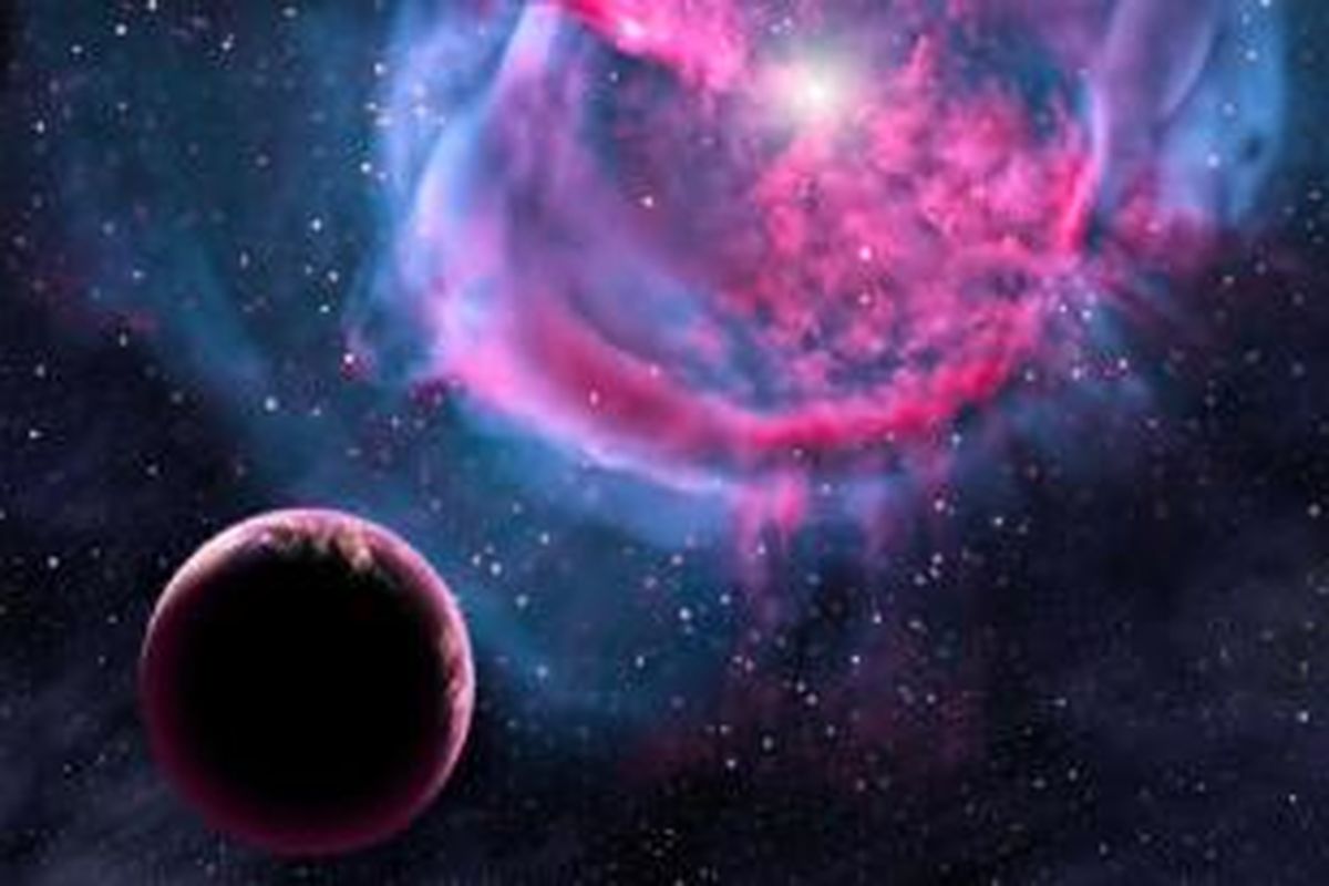 Ilustrasi: Planet serupa Bumi mengorbit bintang induknya. Planet itu merepresentasikan Kepler 438b, sebuah planet baru yang dinyatakan paling mirip Bumi. 