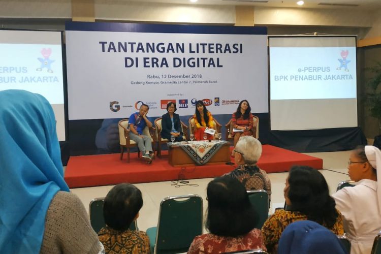 Suasana seminar bertajuk Tantangan Literasi di Era Digital, di Gedung Kompas Gramedia, Jakarta, 12 Desember 2018.