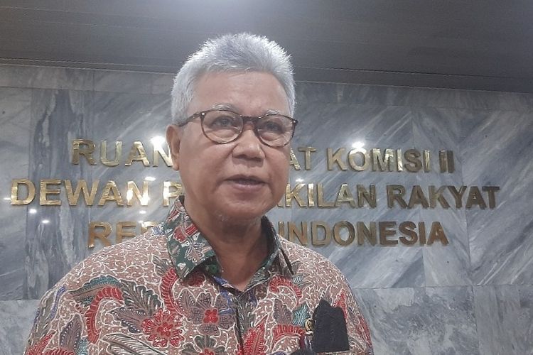 Wakil Ketua Komisi II DPR Syamsurizal memberikan keterangan kepada pers di Kompleks Parlemen, Jakarta, Senin (23/5/2022).