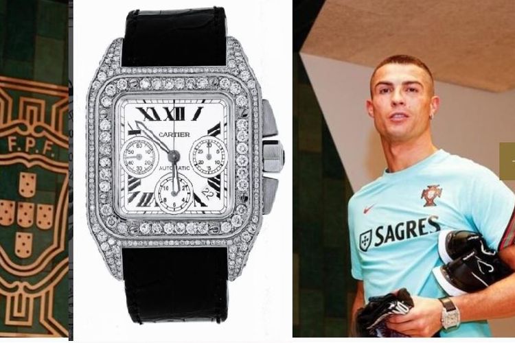 CR7 dengan jam tangan Cartier Santos berhias berlian