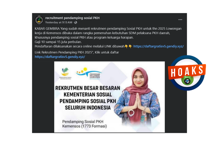 Hoaks, lowongan kerja pendamping sosial PKH