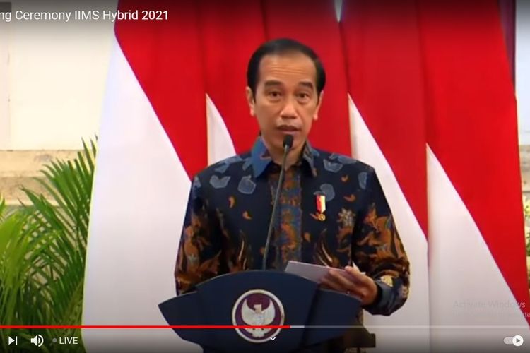 Sambutan Presiden RI Joko Widodo pada pembukaan IIMS Hybrid 2021.
