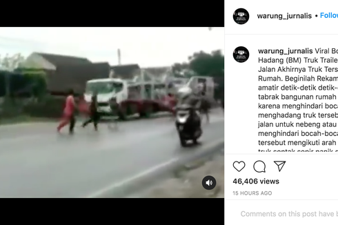 Bahaya, Video Sekumpulan Bocah Hadang Truk Hingga Tabrak Rumah