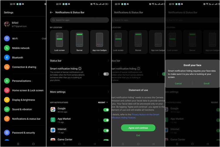 Cara mengaktifkan fitur Smart Notificaction Hiding di Oppo Reno 8.